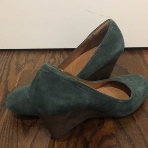 Forest Green Suede Wedges